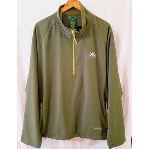 Vintage Cabelas Farmercore Pioneer Logo Longsleeve 1/4 Zip Windbreaker Green LG